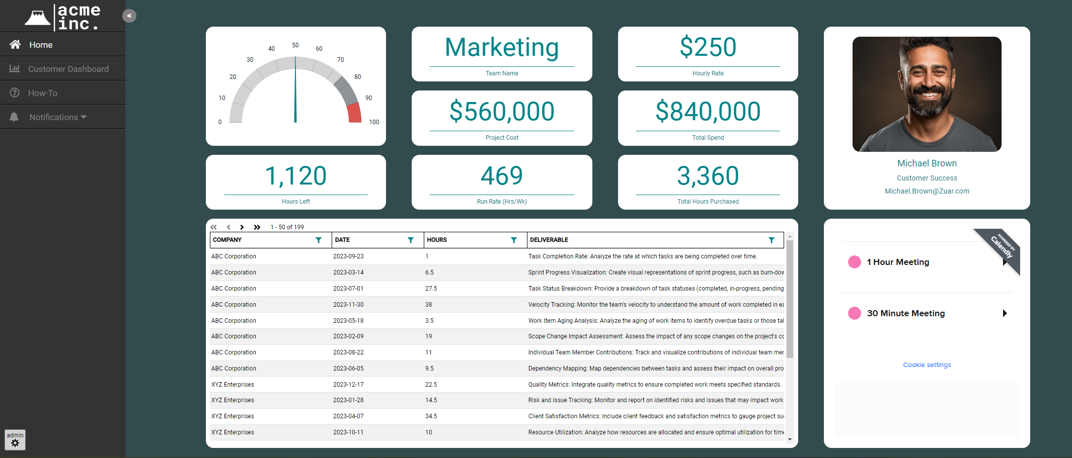 screenshot of Zuar Portal